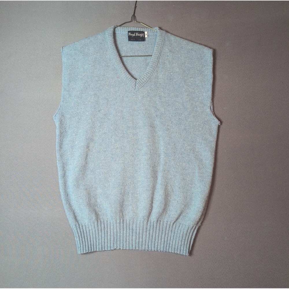 Royal Knight Vintage Men's Sweater Vest Size L Blue V-Neck